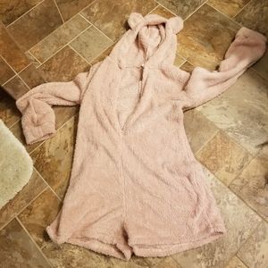 Fuzzy pink teddy one piece